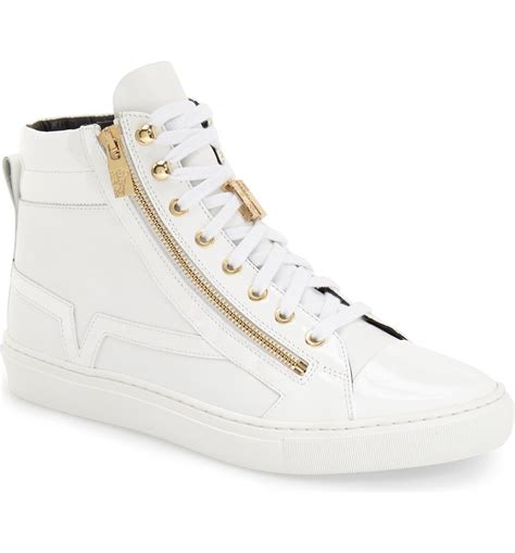 versace aneakers|Versace zipped high top sneakers.